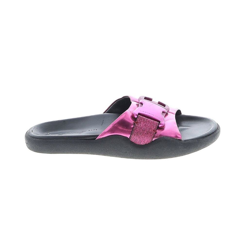 AUTHENTIC Christopher Kane Pink-Purple Leather Slide Flats Sandals Sz EU 37 EUC